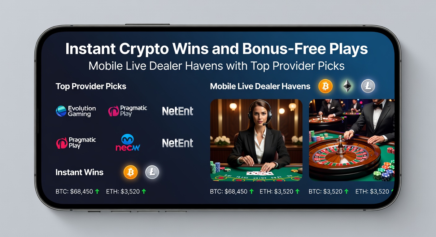 Smartphone mit Live-Dealer-Tisch und Krypto-Wallet-Symbolen, das die Welt mobiler Casino-Schnelligkeit einfängt