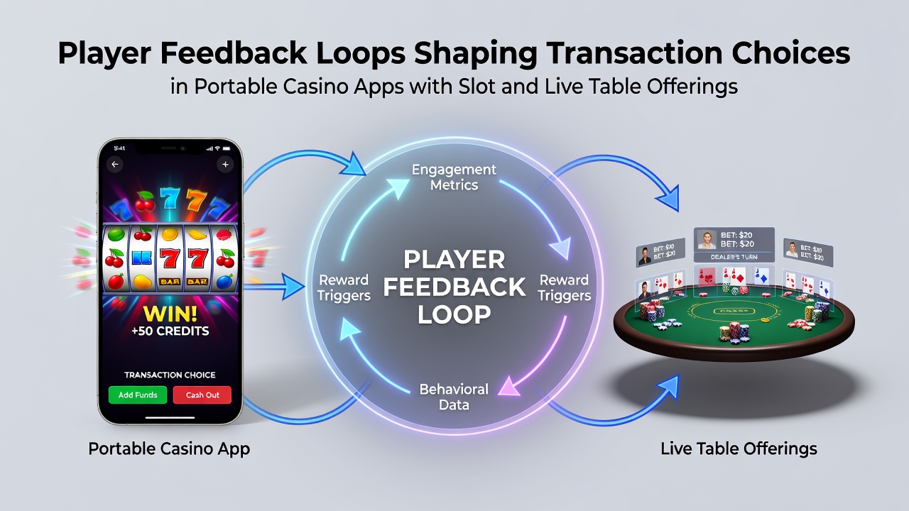 Mobile Casino-App mit Slot- und Live-Tisch-Elementen zeigt Transaktionsoptionen und Nutzerbewertungen